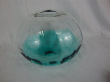 Load image into Gallery viewer, Vintage Hand Blown Clear &amp; Aqua Glass Melon Art Bowl Vase
