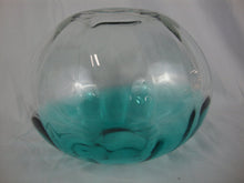 Load image into Gallery viewer, Vintage Hand Blown Clear &amp; Aqua Glass Melon Art Bowl Vase
