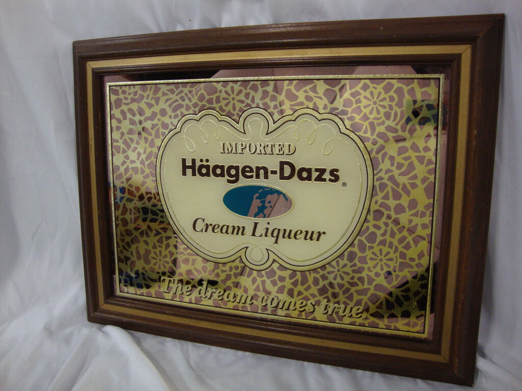 Vintage Imported Haagen-Dazs Cream Liqueur Mirrored Bar Sign
