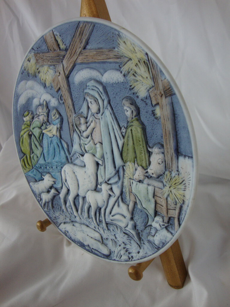 Vintage Fenton Handpainted Nativity Decor Wall Plate