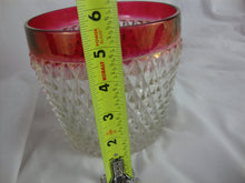 Load image into Gallery viewer, Vintage Indiana Glass Ruby Red &amp; Clear Glass Diamond Point Ice Bucket
