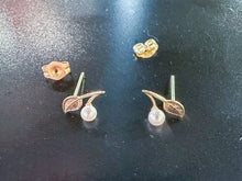 Load image into Gallery viewer, Vintage Gold &amp; Faux Pearl Cherry Stud Earrings
