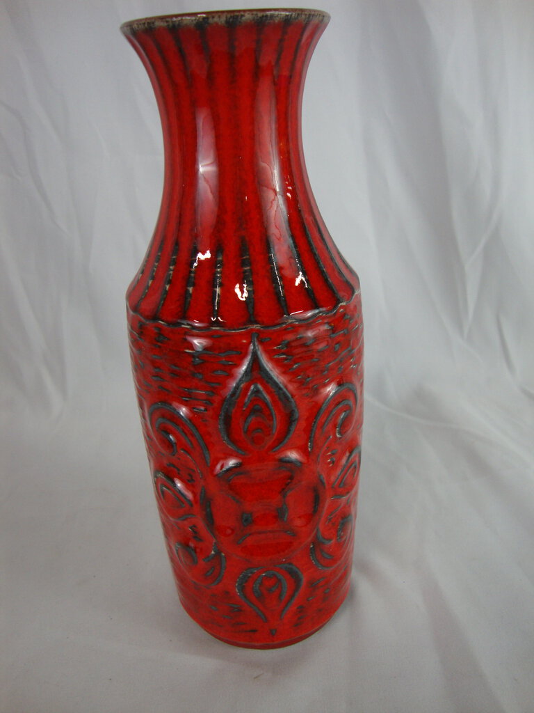Vintage West German Bodo Bay Ceramic 63-25 Red Decor Vase