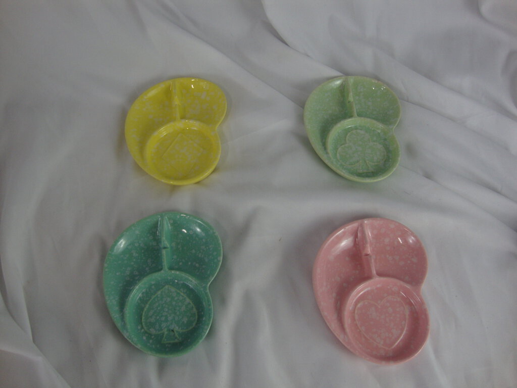 Vintage Shawnee 411 Pastel Card Suit Ashtrays Set of 4