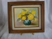 Load image into Gallery viewer, Vintage Original Yellow Roses Artist Signed Framed Oil on Canvas Painting

