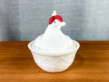 Load image into Gallery viewer, Vintage Painted Milk Glass Nesting Hen Covered Oval Dish Dish
