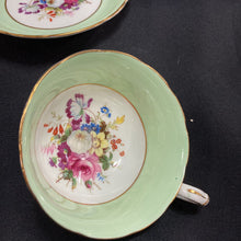 Load image into Gallery viewer, Hammersley and Co. Green with Floral Transfer Teacup and Saucer
