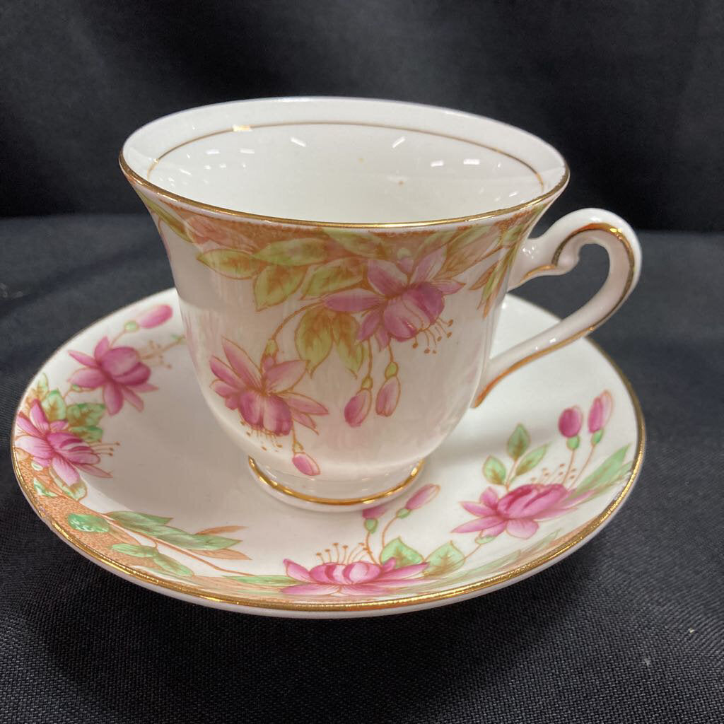 Rosina Teacup and Saucer with Pink Fuchsia
