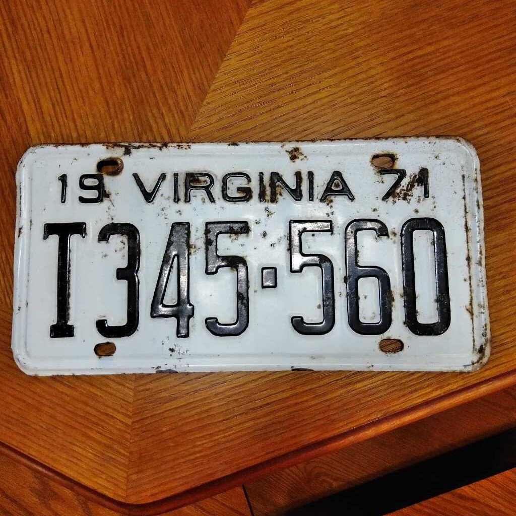 License Plate, 1971 Virginia T345-560