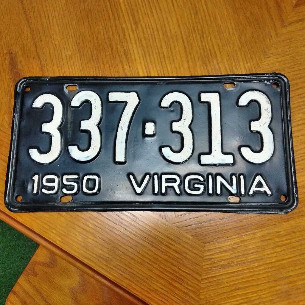 1950 Virginia Automobile License Plate 337-313