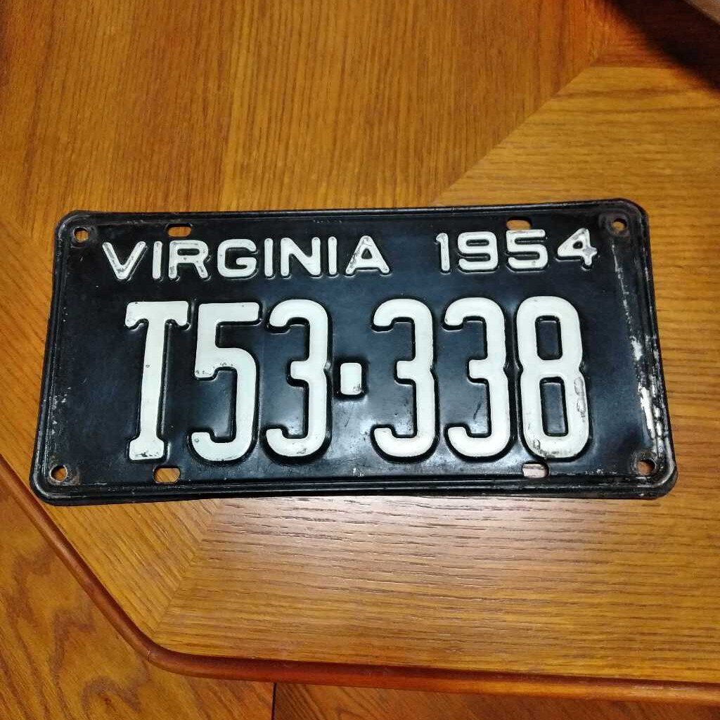 1954 Virginia Automobile License Plate T53-338