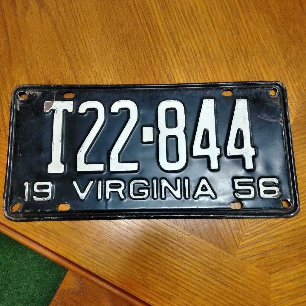License Plate, 1956 Virginia T22-844