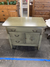 Load image into Gallery viewer, Vintage Country Green Wash Stand Side Table Storage Cabinet
