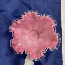 Load image into Gallery viewer, Vintage Fenton Pink and White Hobnail Ruffled Small Bowl

