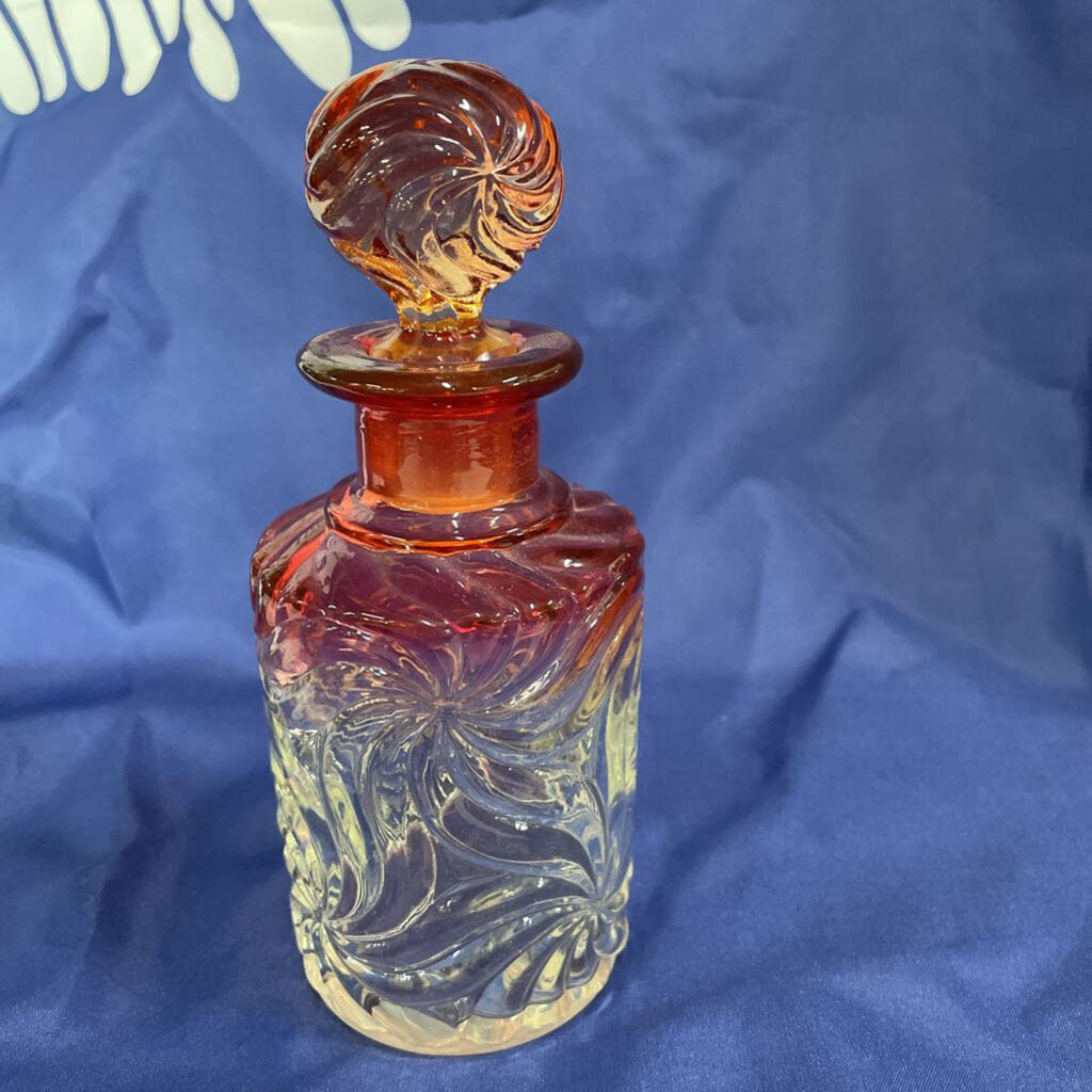 Vintage Baccarat Rose Tiente Pin Wheel Cologne Perfume Jar with Stopper