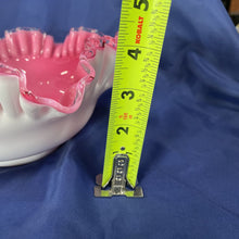Load image into Gallery viewer, Vintage Fenton Pink and White Silver Crest Ruffled Decor Console Bowl
