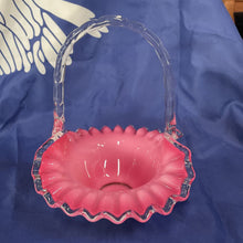 Load image into Gallery viewer, Vintage Fenton Pink Peach Crest Clear Handle Decor Basket

