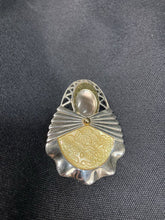 Load image into Gallery viewer, Vintage Carolyn Pollack Sterling Silver, Brass, &amp; Mother of Pearl Abstract Modernist Angel Pendant
