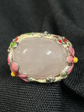 Load image into Gallery viewer, Ring, Sterling Silver, Enamel and Rose Quartz, Size 10
