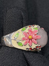 Load image into Gallery viewer, Ring, Sterling Silver, Enamel and Rose Quartz, Size 10

