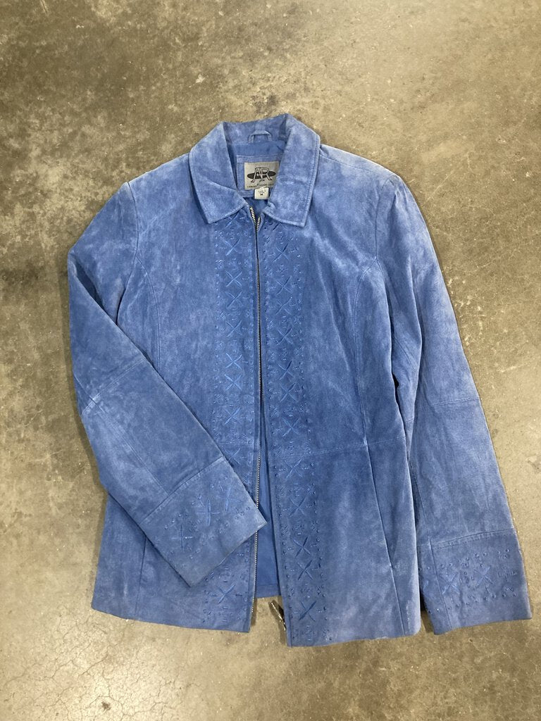 Jacket, Light Blue Suede Leather, Size Medium, AR Bernaroo Brand