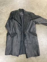 Load image into Gallery viewer, Coat, Black Leather, Embroidery, Size Petite Large, Wilson Collection
