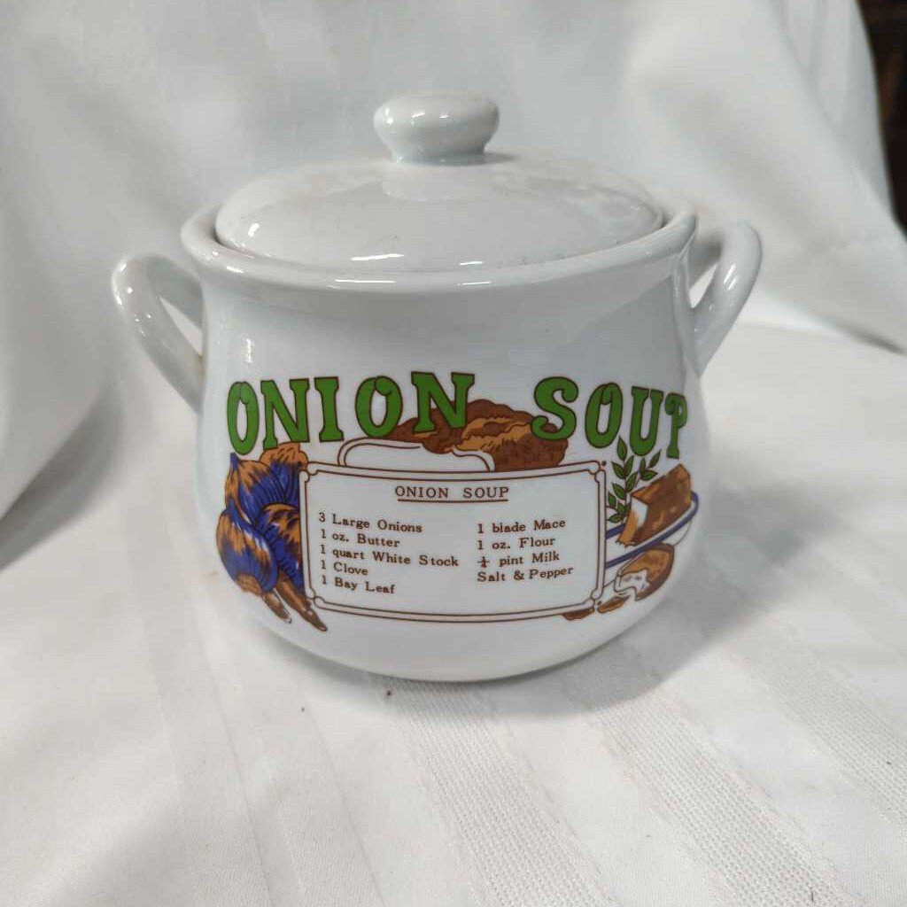 Vintage Ceramic Onion Soup Tureen with Lid