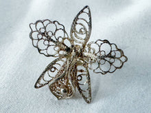 Load image into Gallery viewer, Vintage Sterling Silver Filigree Iris Flower Stud Earrings
