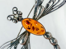 Load image into Gallery viewer, Sterling Silver Resin &quot;Amber&quot; Dragonfly Brooch
