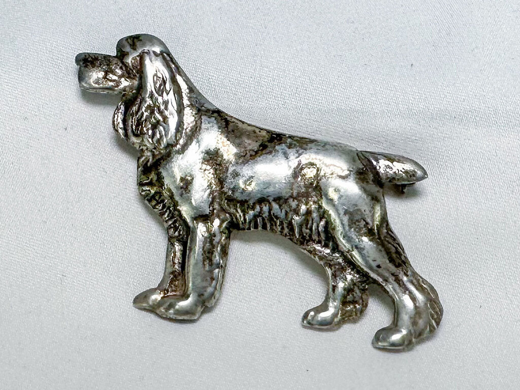 Vintage Sterling Silver Dog Pin, Spaniel or Setter