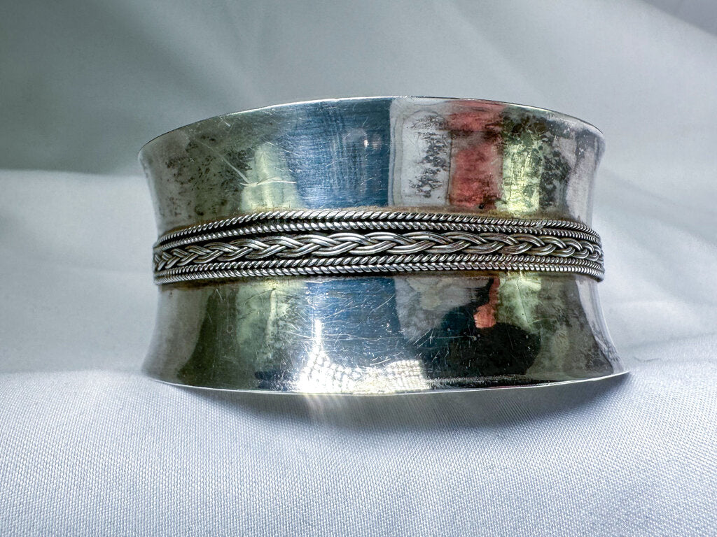Vintage Sterling Silver Cuff with Braided Detailing