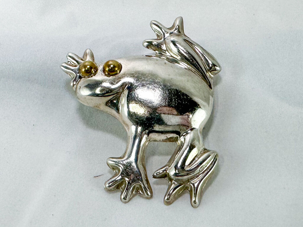 Vintage Sterling Silver Frog Brooch/Pendant