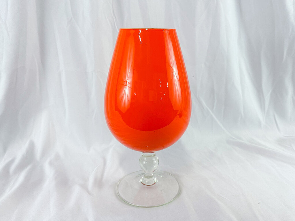 Vintage Empoli Italy Cased Orange Glass Vase