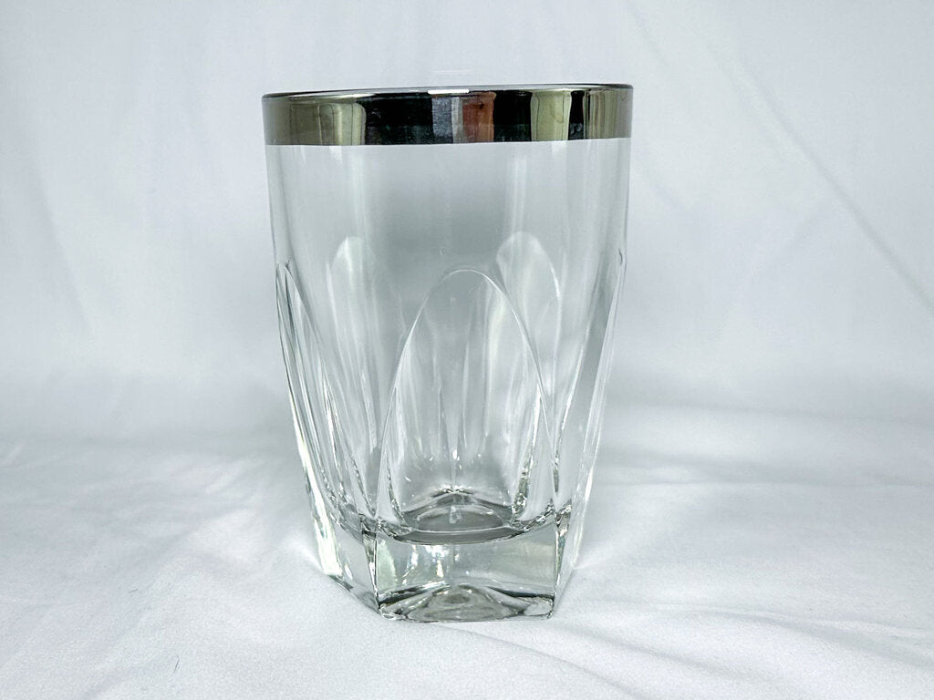 Vintage Libbey Platinum-Rimmed Lowball Glass