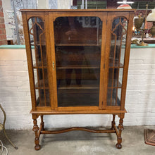 Load image into Gallery viewer, Antique Arts &amp; Crafts Tiger Oak China Hutch Display Cabinet
