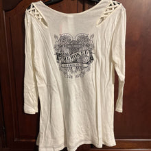 Load image into Gallery viewer, Harley Davidson, XL, Womens, Cream, American Freedom 3/4 sleeve, V-Neck
