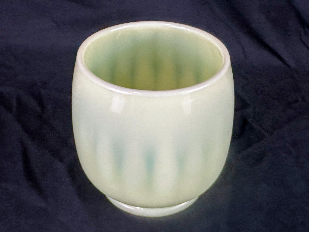 Vintage Fenton Opalescent Yellow Short Vase, Black Light Reactive