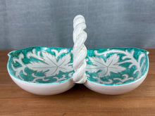 Load image into Gallery viewer, Vintage &quot;Italy 617&quot; Turquoise &amp; White Italian Pottery Separated Dish Basket
