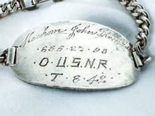 Load image into Gallery viewer, Vintage USNR O Sterling Silver ID Bracelet, 1940s
