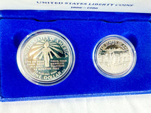 Load image into Gallery viewer, 1986 Liberty Coin Silver Dollar &amp; Half Dollar Proof Set with Display Box
