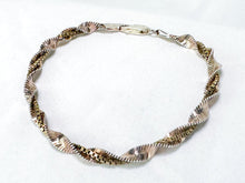 Load image into Gallery viewer, Vintage 7&quot; Sterling Silver Bi-Tone Twist &amp; Box Double Chain Bracelet
