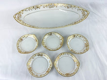 Load image into Gallery viewer, Vintage Hand-Painted Nippon Celery Platter &amp; 5 Salt Cellars Set
