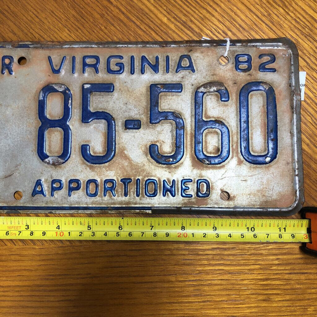 Virginia 1982 APPORTIONED SEMI TRACTOR License Plate