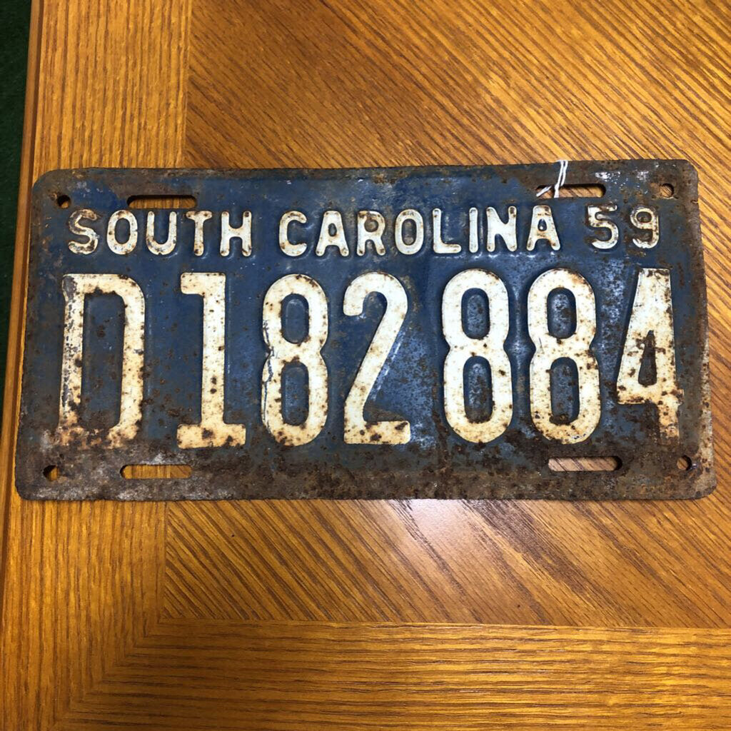 1959 South Carolina D182884 Blue Automobile License Plate