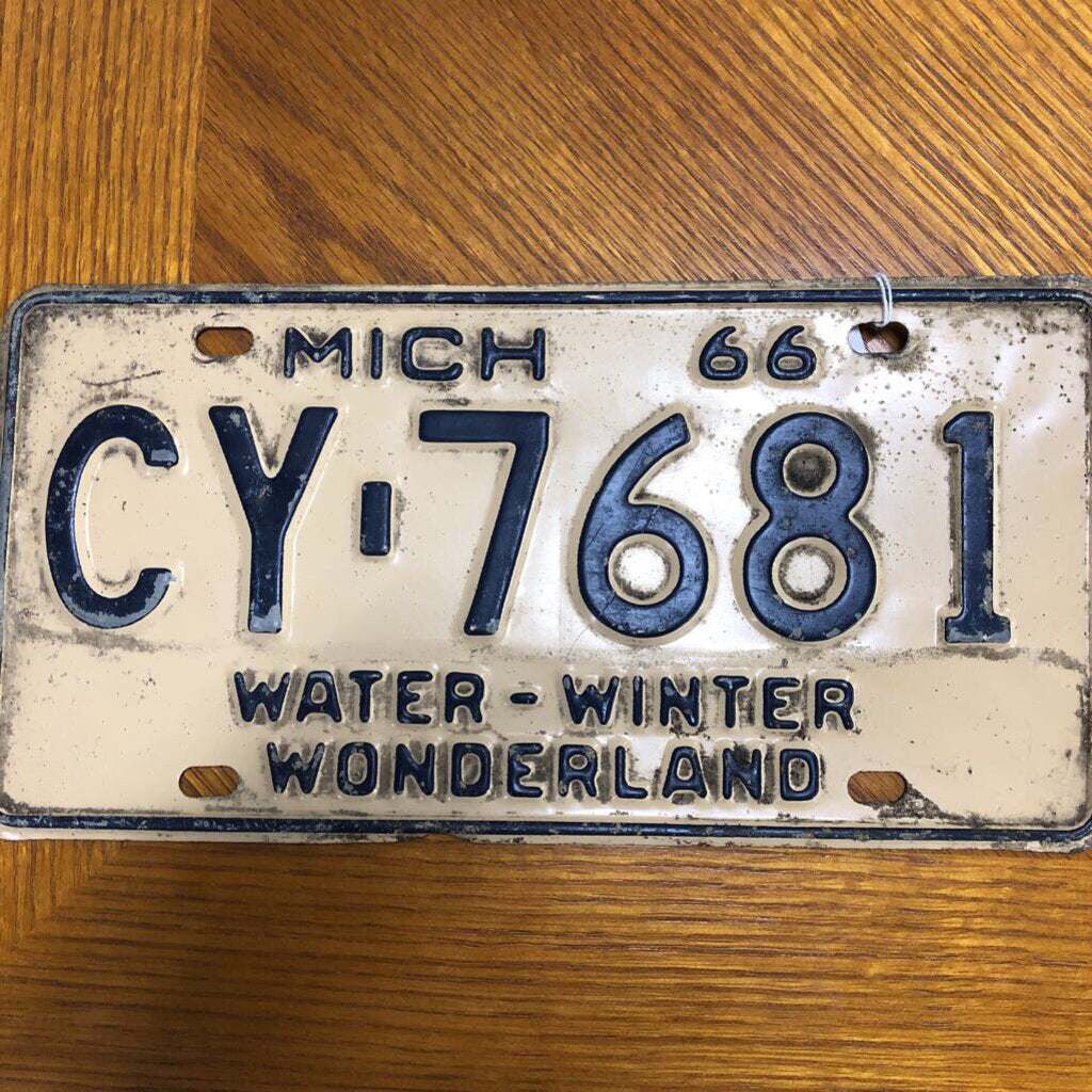 1966 Michigan Water-Winter Wonderland CY-7681 License Plate