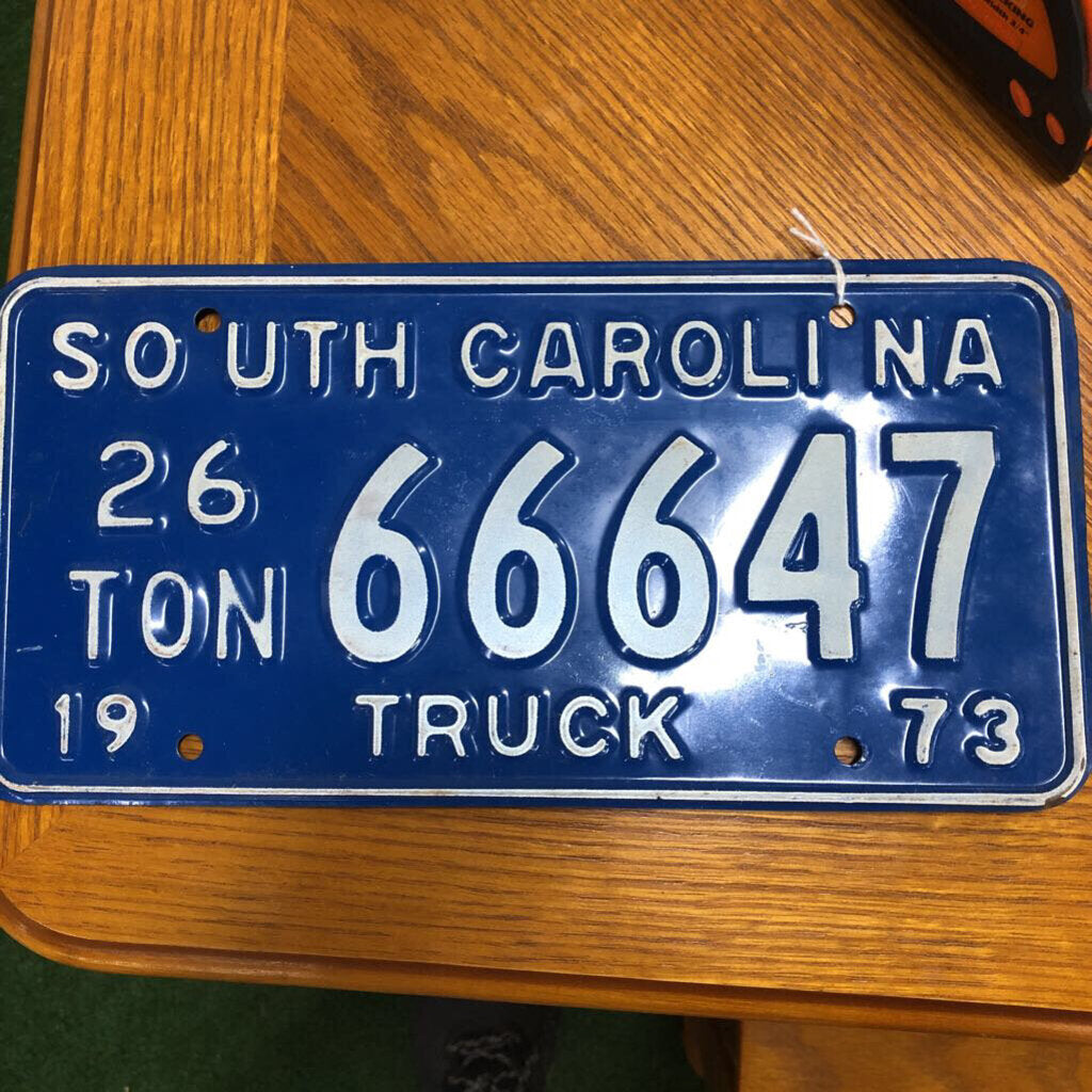 1973 South Carolina 26 Ton Truck 66647 Car Tag Automobile License Plate